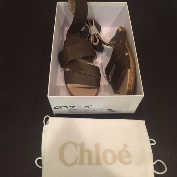 New Authentic Chloe Espadrille Wrap Sandals Lamb - Picture 2 of 4