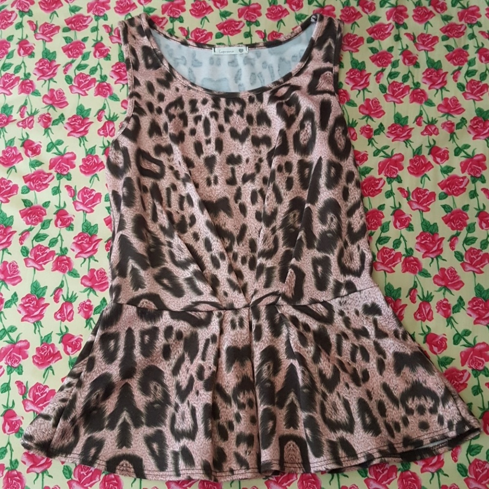 Leopard peplum tank