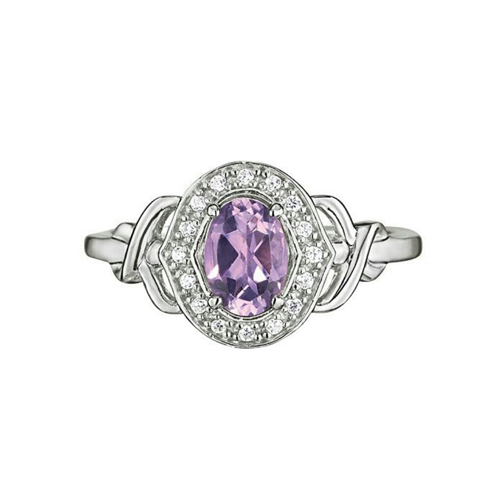 Sterling Silver Fancy Genuine Amethyst Ring