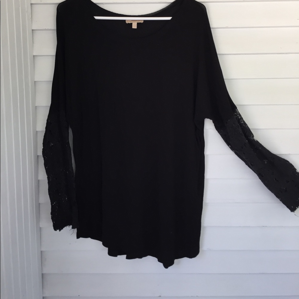 Anthropologie Lace Sleeve Tee