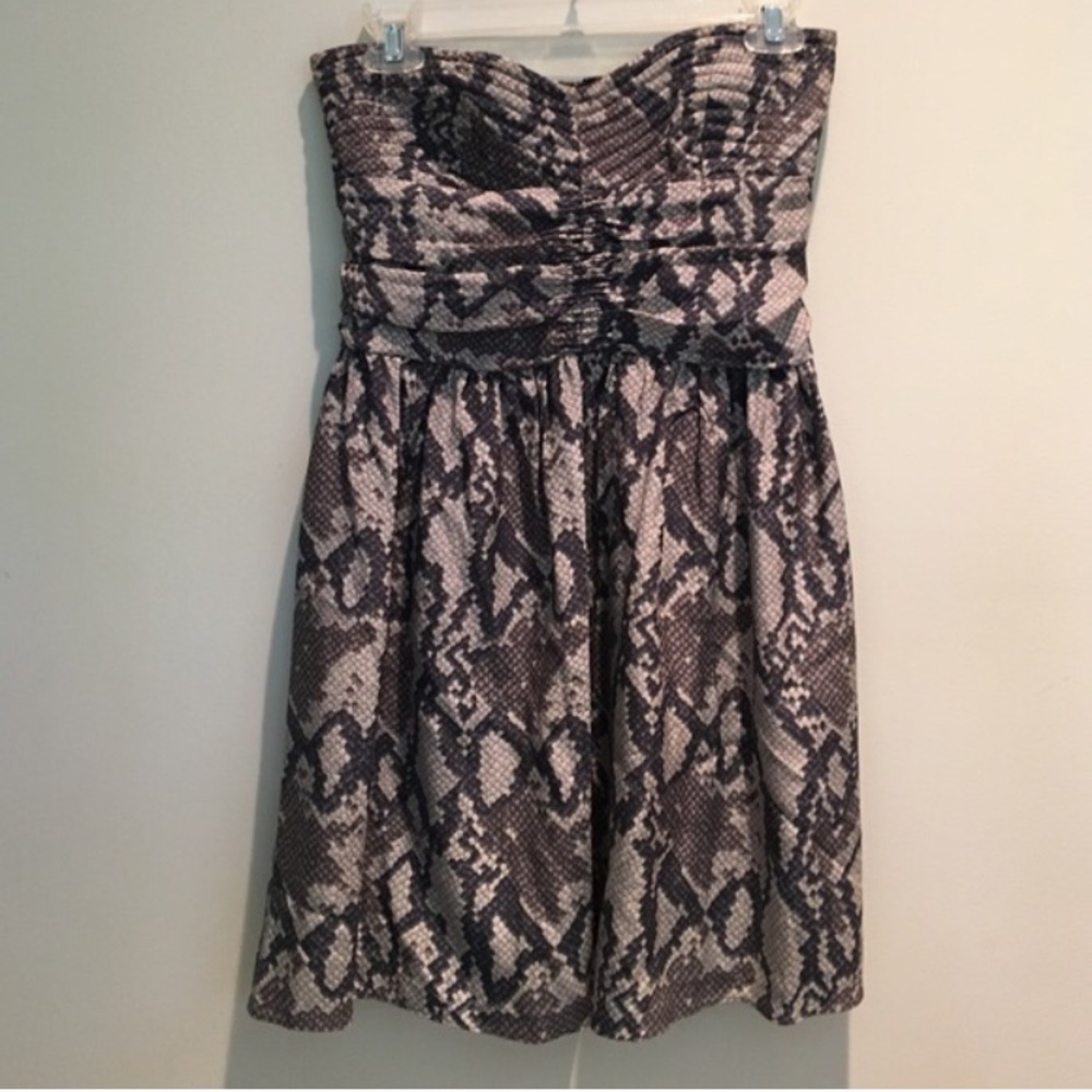 Parker strapless dress in snakeskin print