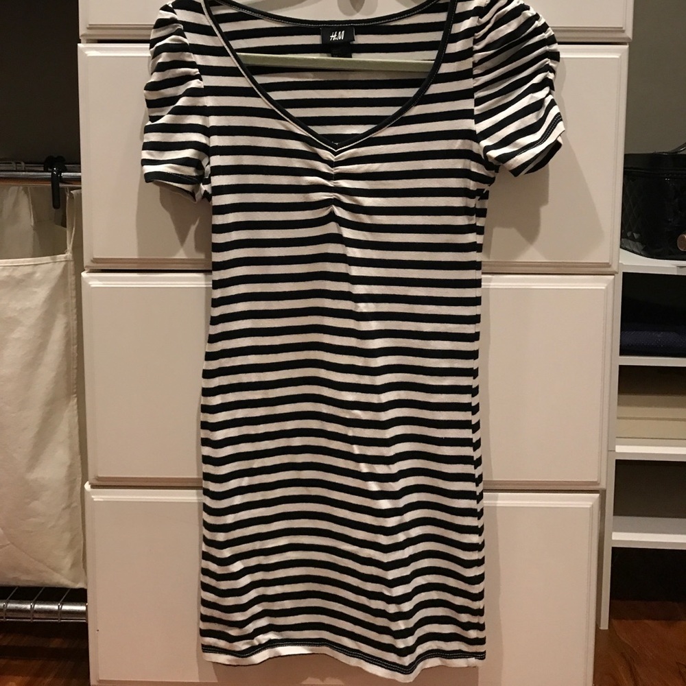 Navy/White dress.
