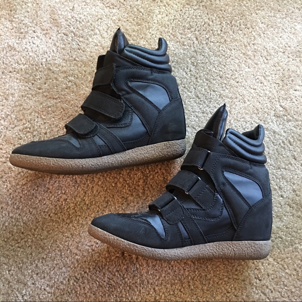 Black Wedge Sneakers