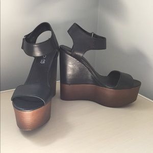 Leather platform wedges