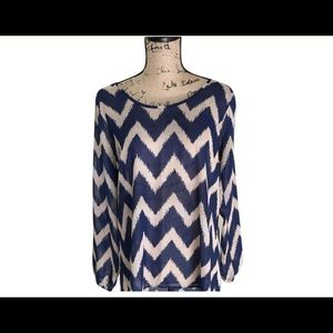 Navy & Nude Chevron blouse
