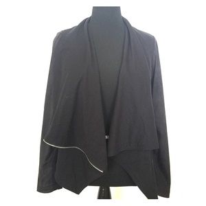 INC Black Suede-like zippered jacket blazer NWT