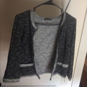 Express cardigan blazer with beaded sleeves