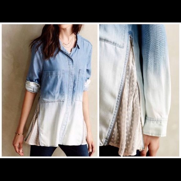 Zipped Lace Chambray Button Down by Holding Horses - Picture 2 of 8