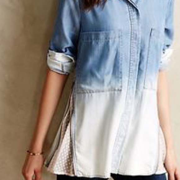 Zipped Lace Chambray Button Down by Holding Horses - Picture 4 of 8