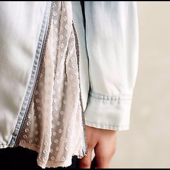 Zipped Lace Chambray Button Down by Holding Horses - Picture 8 of 8