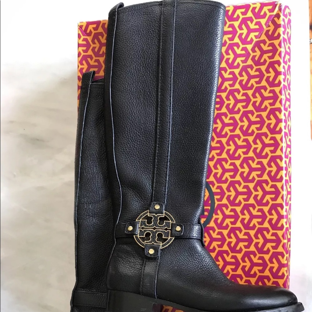 Tory Burch black leather boots size 6