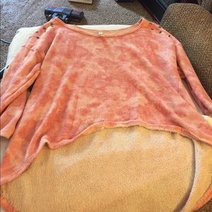 High low pink long sleeve crop top with studs