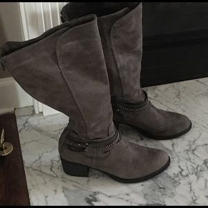 Gray suede boots