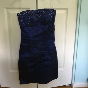 Form fitting blue dress