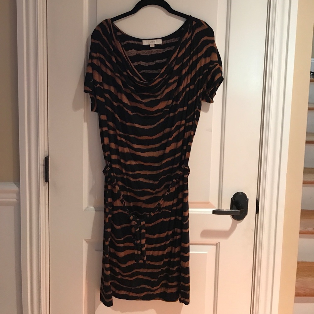 Tiger print cotton shirtsleeve dress