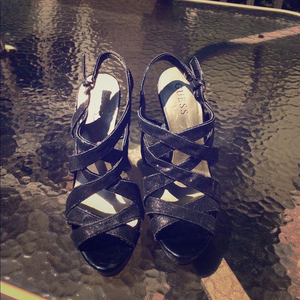 Black Strappy Shoes - Size 8 1/2.