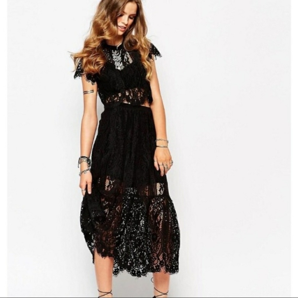 Free People Lace Crop Top and Skirt Set