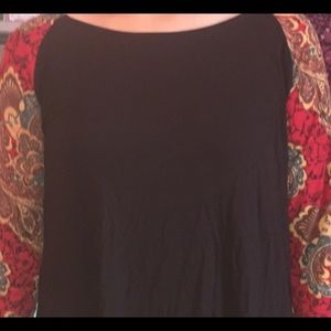 Black Long sleeve top with paisley sleeves