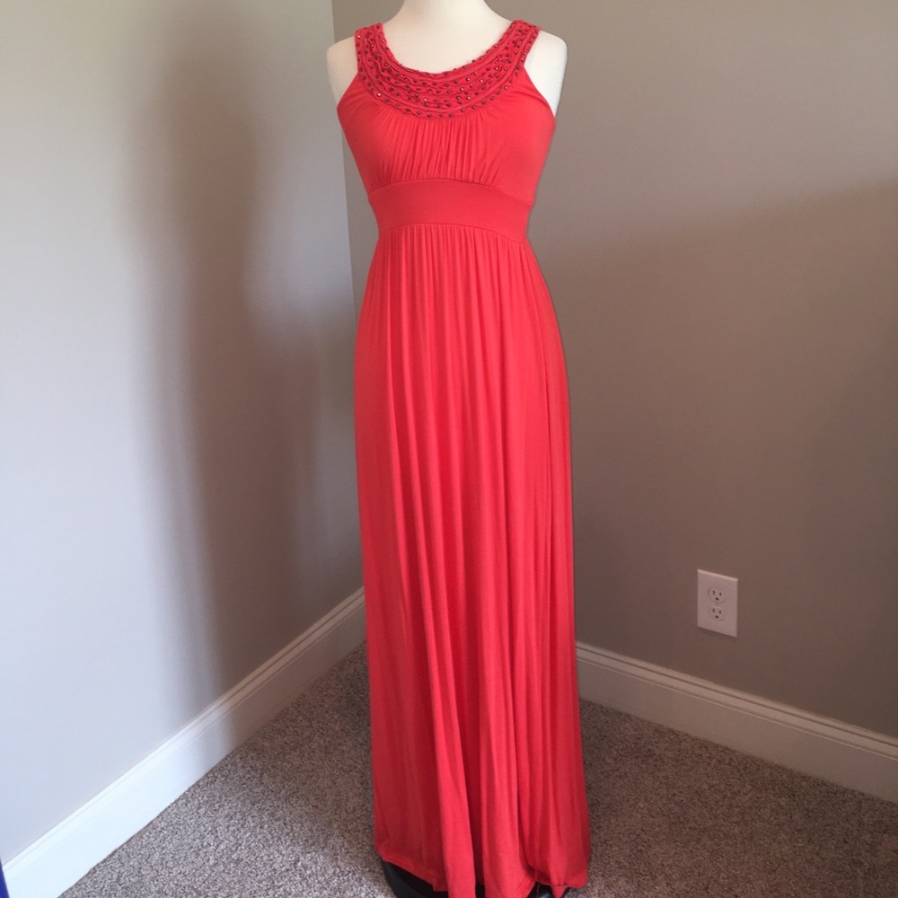 Stunning coral maxi dress