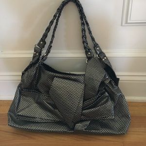 Black & Grey patent faux snake skin Purse Bag