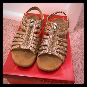 Aerosoles Clothesline Sandals - Tan Snake Sz 7.5