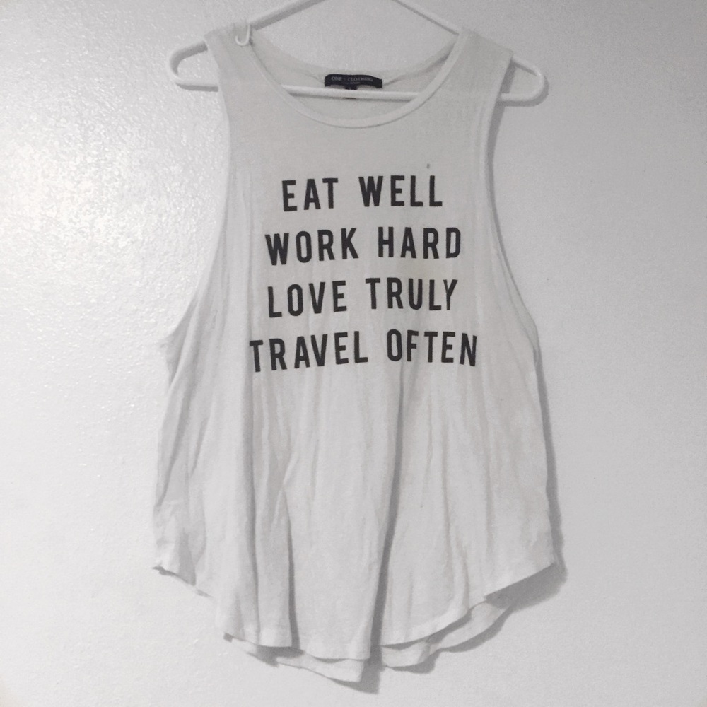 White Graphic Muscle Tank