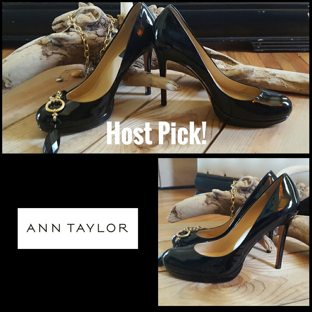 ♨HP!♨ Ann Taylor Black Patent Leather Heels EUC