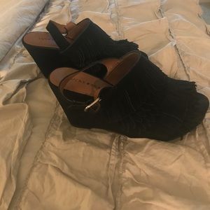 Black fringe Lucky Brand wedges