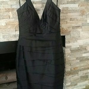 Short black Bebe Satin dress