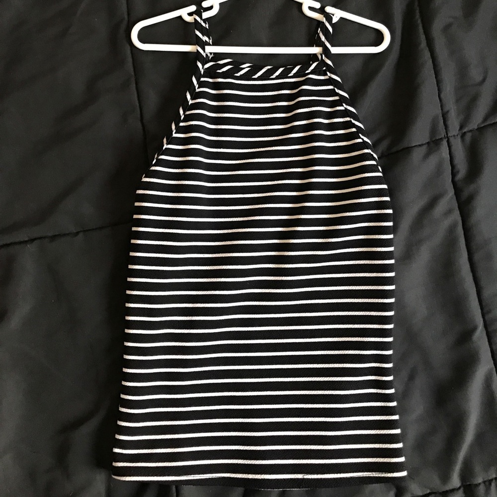 Striped halter/high neck top