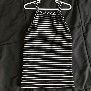 Striped halter/high neck top