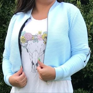 NWOT! Powder Blue Bomber Jacket! Never been worn.