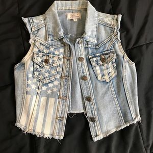 Denim American Flag Vest