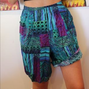 80s printed fabric shorts
