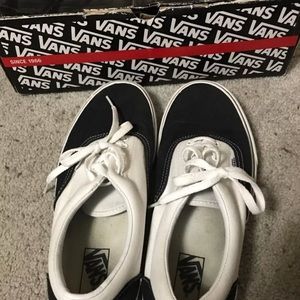Black and white vans.