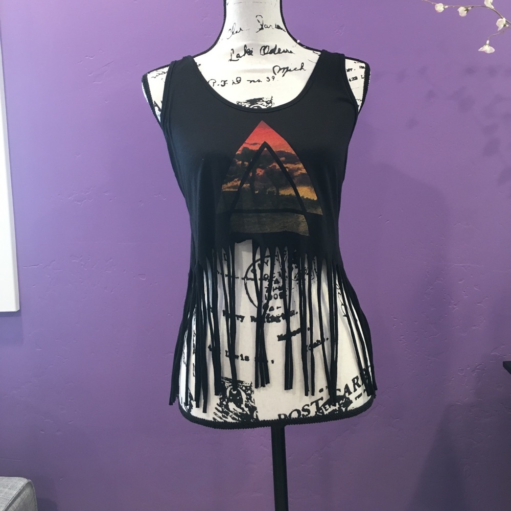 Black Fringe Crop Top