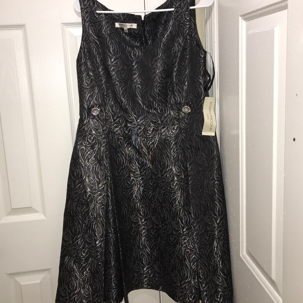 Evan-Picone Black and  Silver Dress