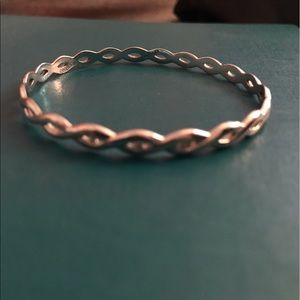 Sterling Silver Diamond Twist Bangle