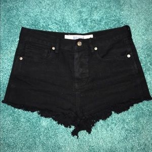 Black denim shorts