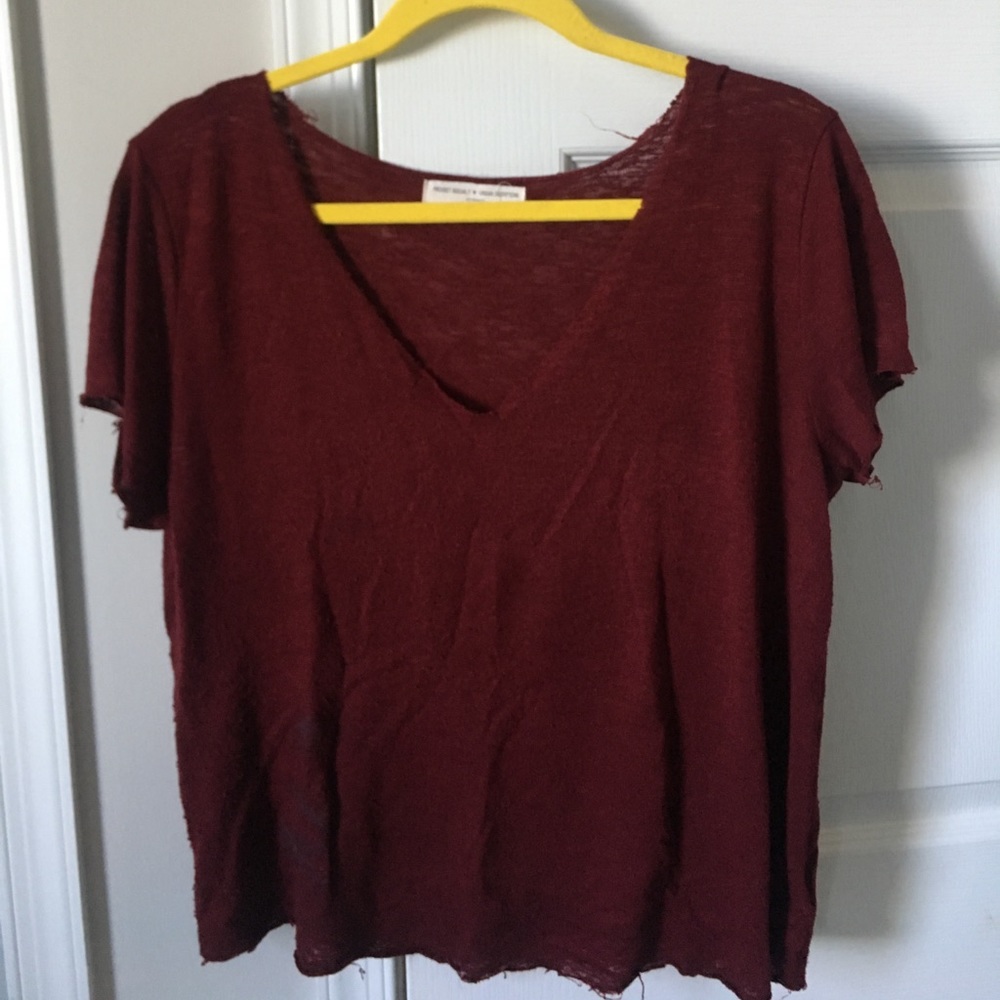 New Urban Outfitters Project Social T maroon vneck