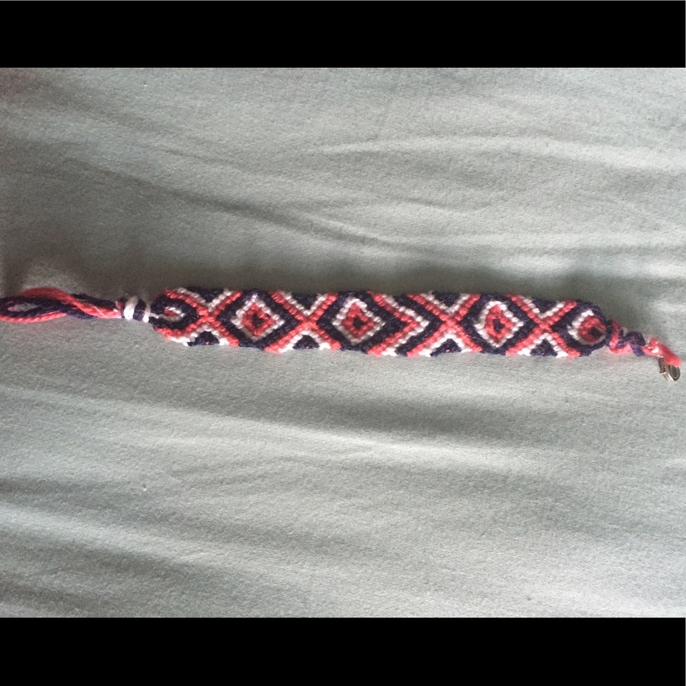 Handmade friendship bracelet clasp navy pink white