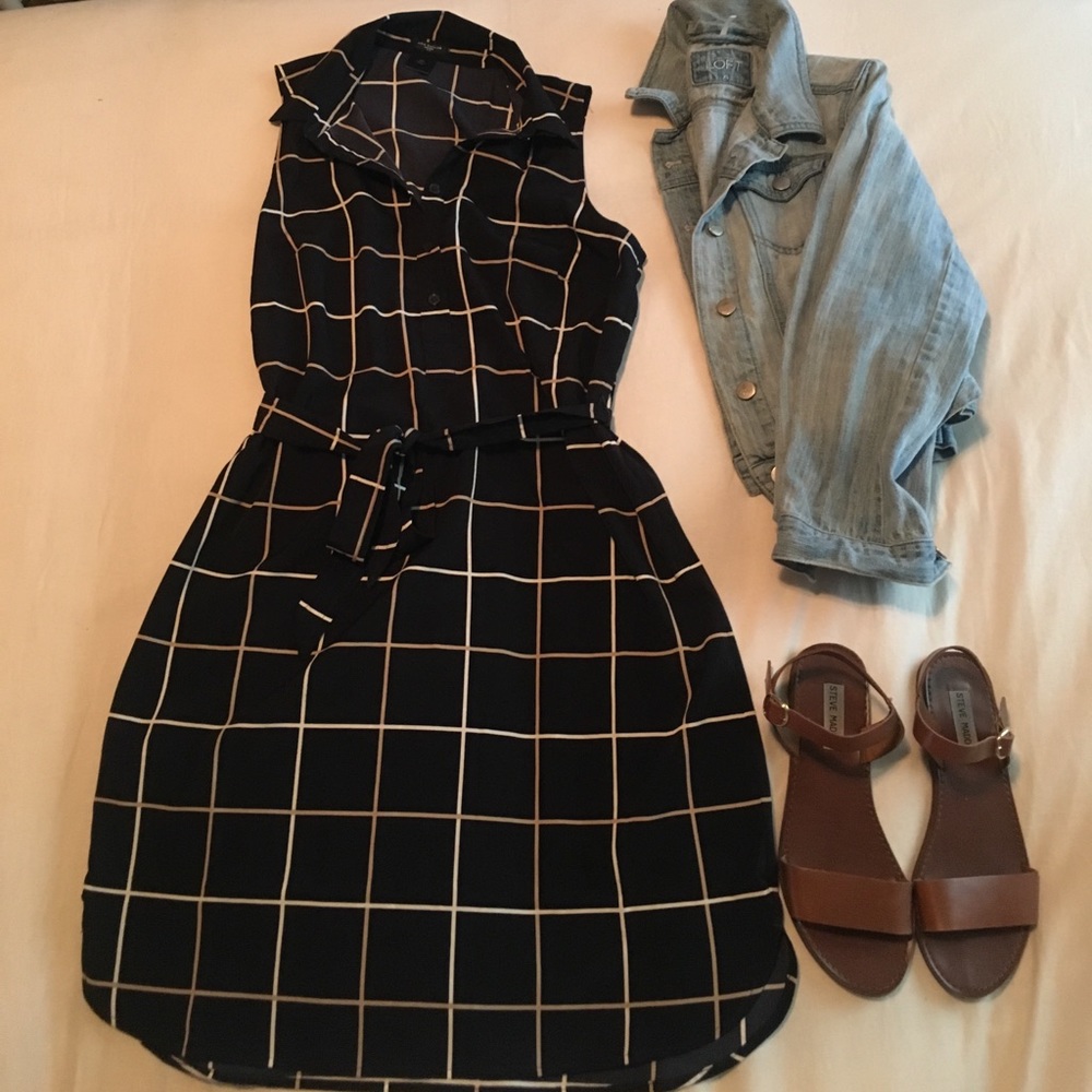 Ann Taylor Navy Sleeveless Shirtdress (Size: MP)