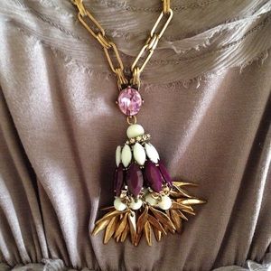 Moroccan lantern necklace (purple and mint stones)