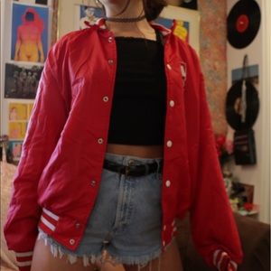 vintage red bomber windbreaker