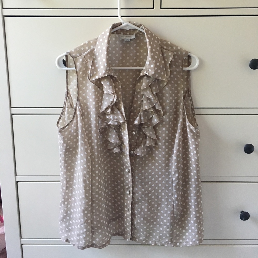 Cream and white ruffle blouse