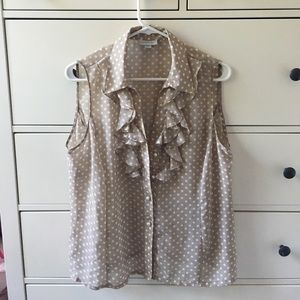 Cream and white ruffle blouse