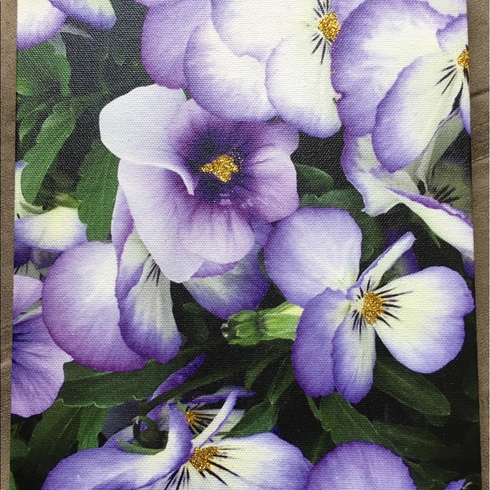 embellished pansy photograph canvas