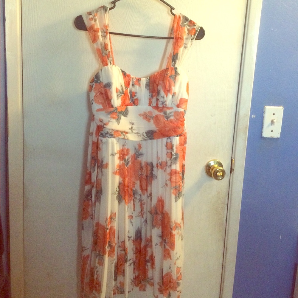 White Dress with Orange Carnations