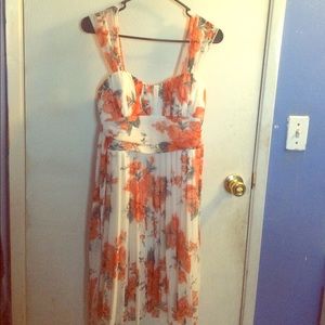 White Dress with Orange Carnations