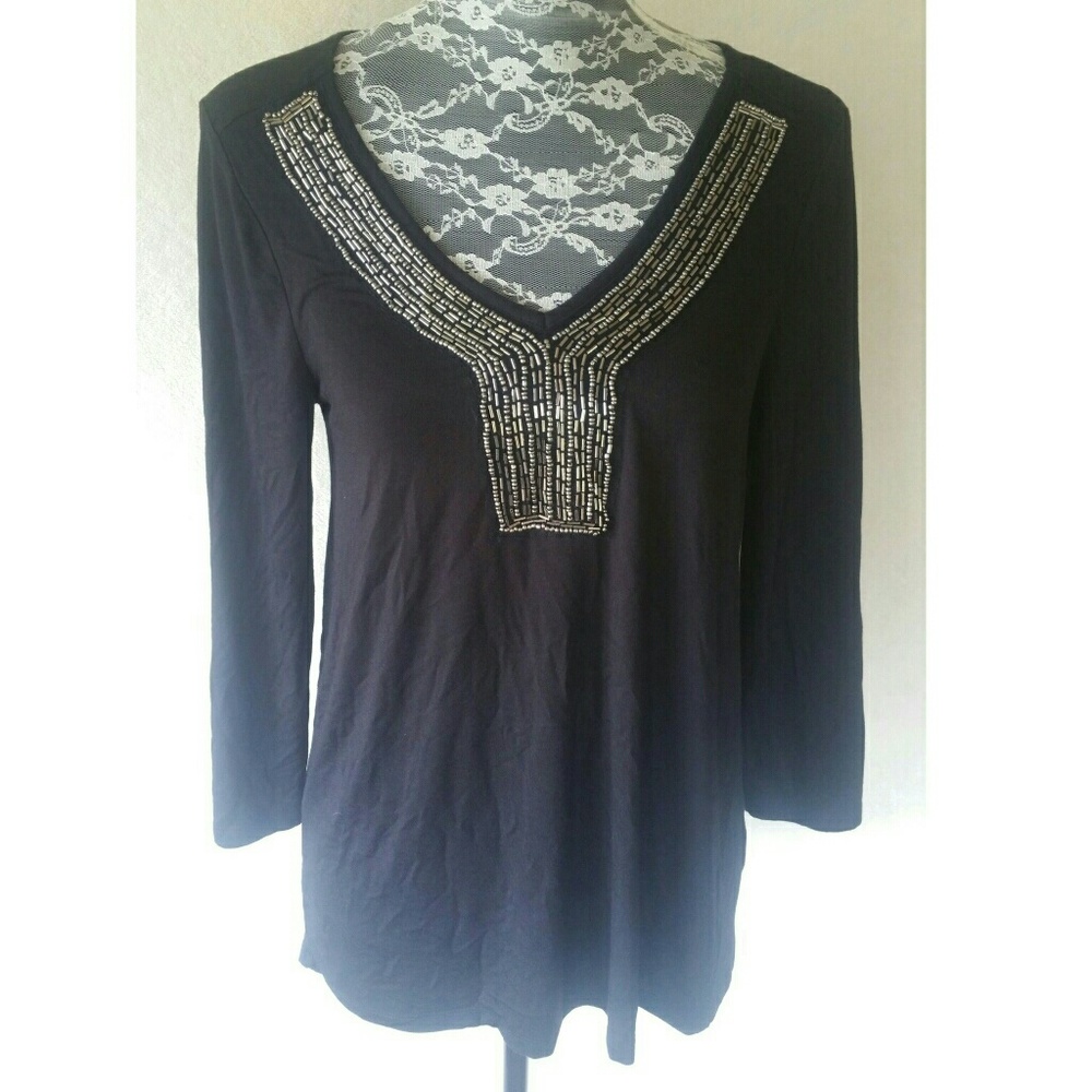 Donating soon - Black Beaded Flowy Top
